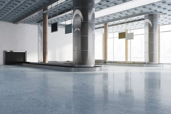 Saubere Flughafen Wartebereich Betonflur Innenraum Mit Fenstern Und Blick Auf — Stockfoto