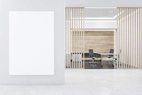 Modern Wooden Concrete Office Interior Empty Mock Place Wall Furniture — Stock Photo, Image