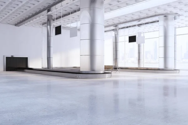 Aire Attente Lumineuse Aéroport Intérieur Couloir Béton Avec Fenêtres Vue — Photo