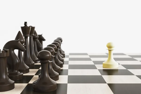 Creative chess board on white background with mock up place. Match and battle concept. 3D Rendering