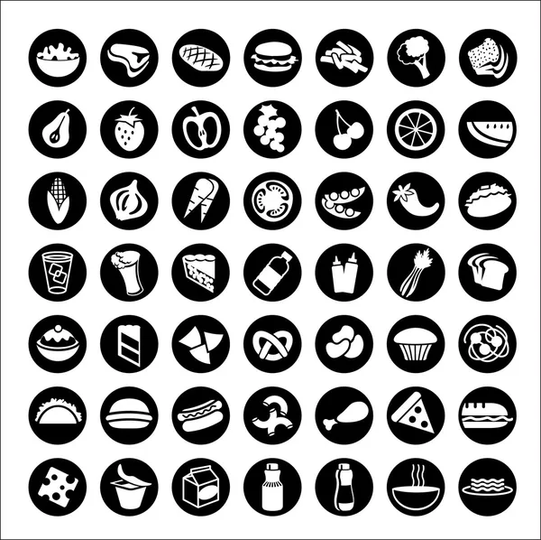 Conjunto de iconos de muchos alimentos — Archivo Imágenes Vectoriales