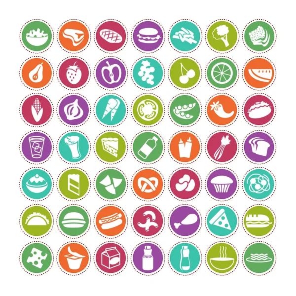 Conjunto de iconos de muchos alimentos — Vector de stock