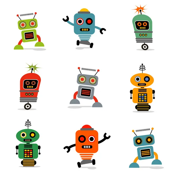 Schattige kleine robots — Stockvector