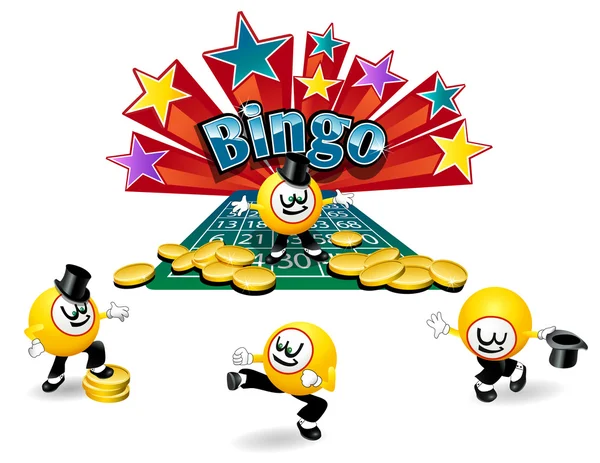 Personagem de bola de bingo ilustrado original com variedade de poses —  Vetores de Stock