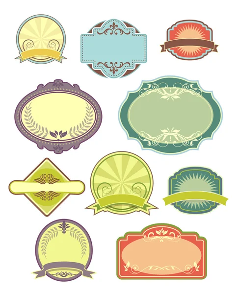 Vintage retro labels frames borders set 2 — Stock Vector