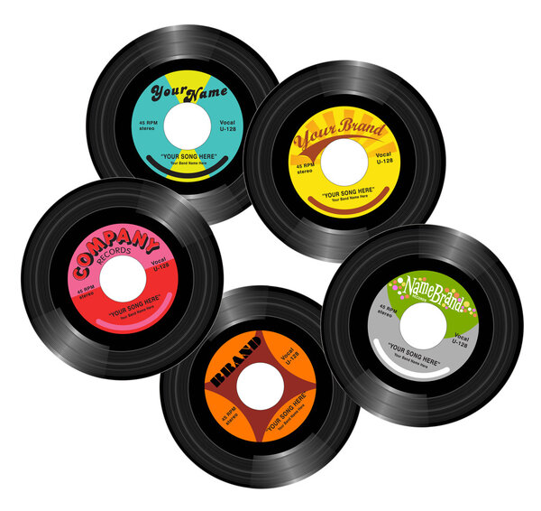 Vintage retro 45 record label designs
