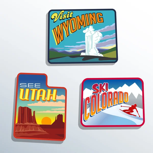 Westliche vereinigte staaten utah colorado wyoming vektor illustrationen designs — Stockvektor