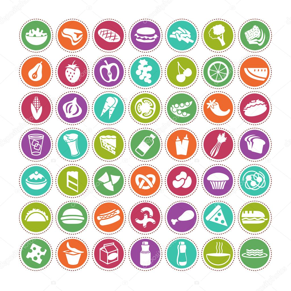 Icons set of many food