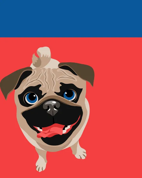 Смішна ілюстрація собаки Пуга — стоковий вектор