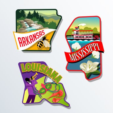 Arkansas mississippi louisiana retro Bagaj etiket tasarımları
