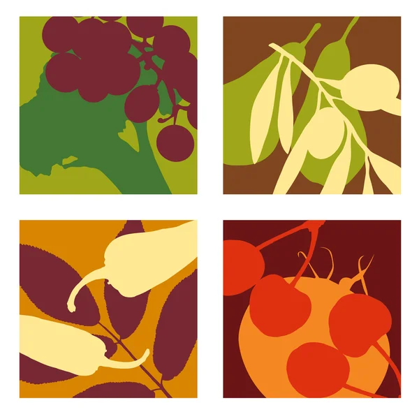 Moderne abstracte vector fruit en plantaardige ontwerpen — Stockvector