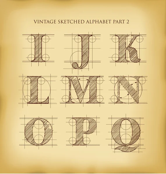 Vintage hand drawn alphabet — Stock Vector