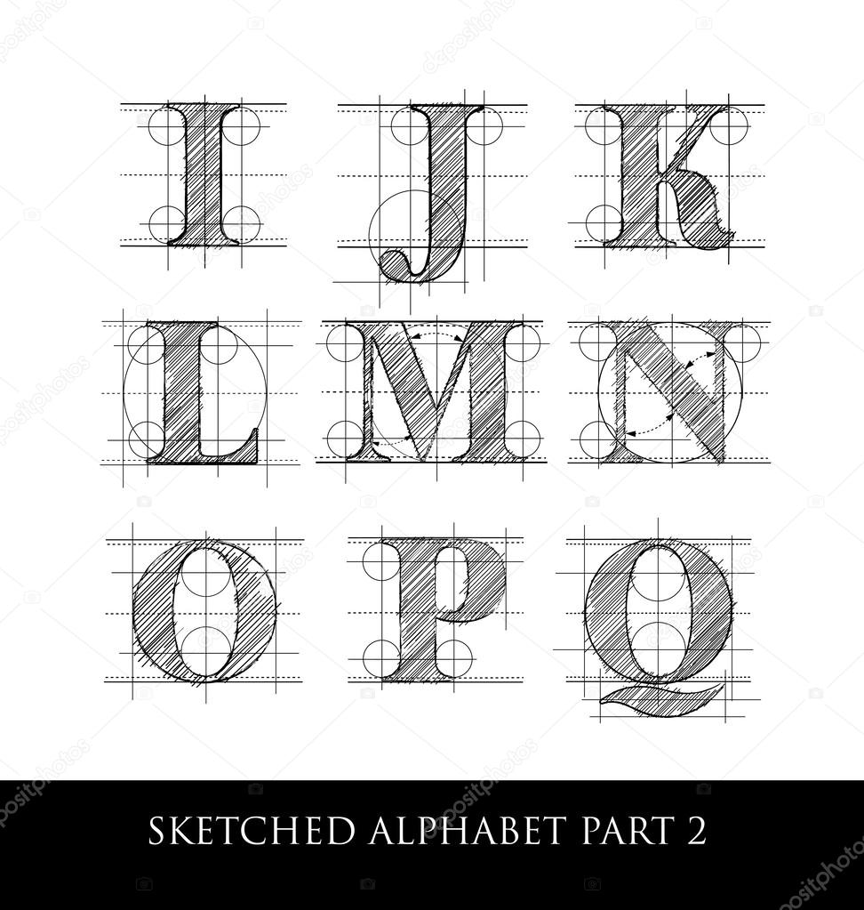 Vintage hand drawn alphabet