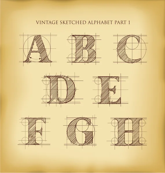 Ročník ručně tažené abeceda — Stockový vektor