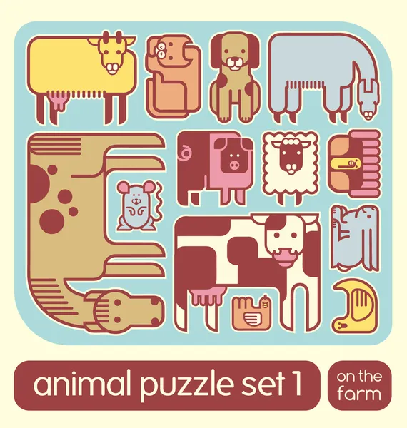 Cute set of vector farm animals — Stock Vector