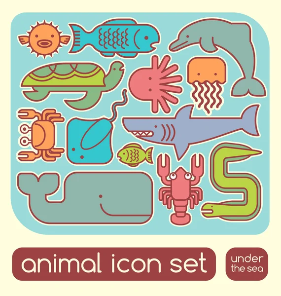 Sea animals set — Stock Vector