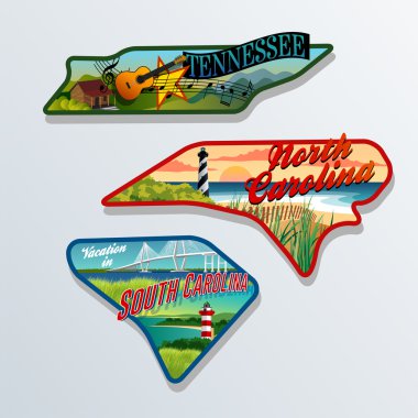 Bagaj etiketleri tennessee, Güney carolina, Kuzey Karolina