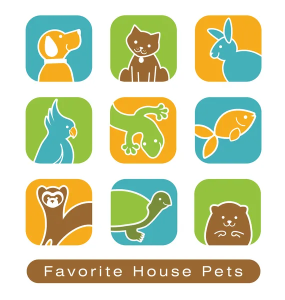 House Pet Icons — Stock Vector