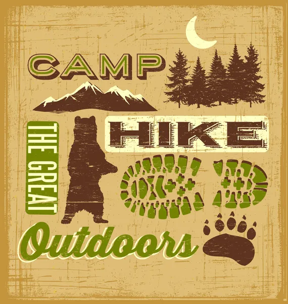 Outdoor Hiking Recreation Collage Stock Vector