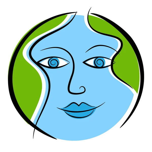 Retro Face Globe Mother Earth Concept Icon Climate Change Environmental — Stock Vector