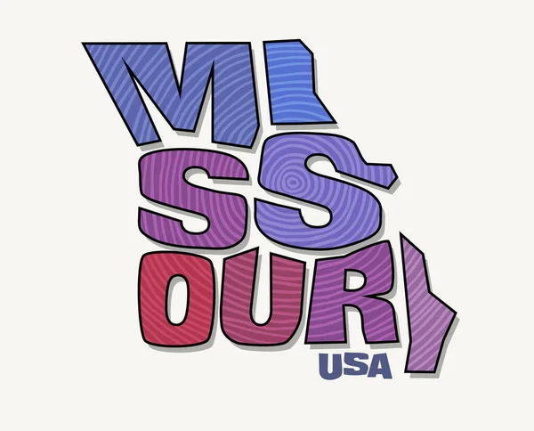 État Missouri Avec Nom Déformé Forme État Illustration Vectorielle Style — Image vectorielle