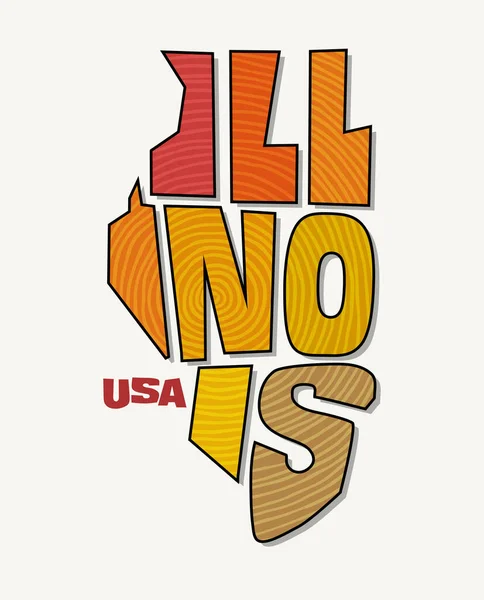 Illinois Met Naam Vervormd Staatsvorm Pop Art Stijl Vector Illustratie — Stockvector