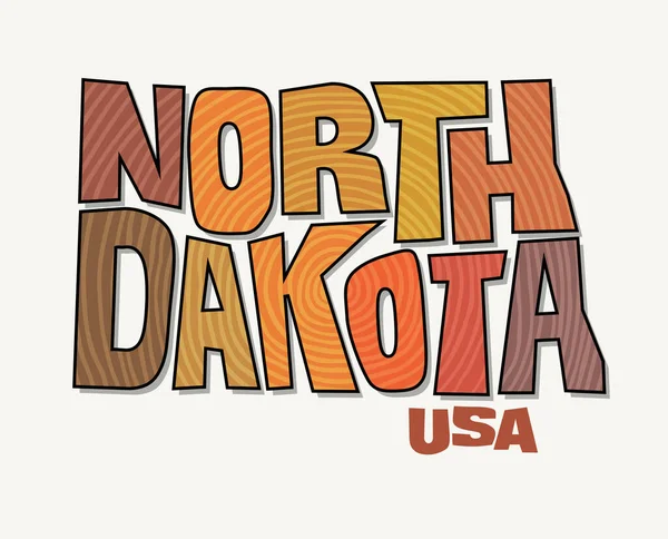 Bundesstaat North Dakota Mit Dem Namen Staatsform Verzerrt Vektorillustration Pop — Stockvektor