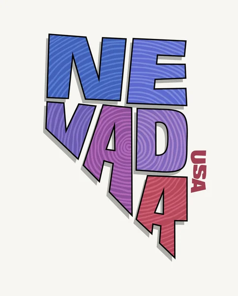 Estado Nevada Com Nome Distorcido Forma Estado Ilustração Vetorial Estilo — Vetor de Stock