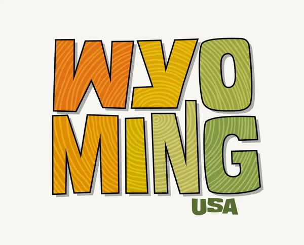 Wyoming Eyaleti Ismi Eyalet Şekline Bürünmüş Çıkartmalar Tişörtler Posterler Sosyal — Stok Vektör