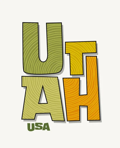 Estado Utah Con Nombre Distorsionado Forma Estado Ilustración Vectorial Estilo — Archivo Imágenes Vectoriales