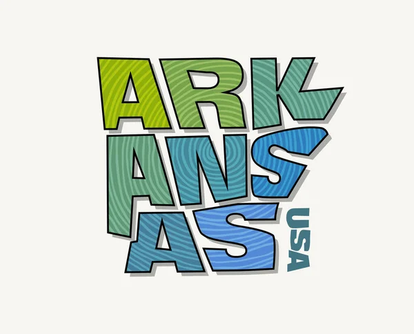 Stát Arkansas Tímto Názvem Zkresleným Státního Tvaru Pop Art Styl — Stockový vektor