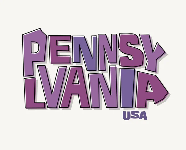 State Pennsylvania Name Distorted State Shape Pop Art Style Vector — стоковий вектор