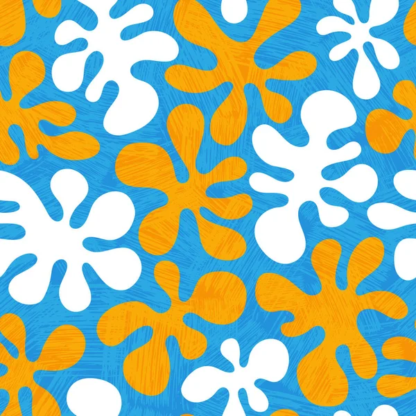 Seamless 1960 Mod Tiki Flower Pattern Backgrounds Ύφασμα Χαρτί Περιτυλίγματος — Διανυσματικό Αρχείο
