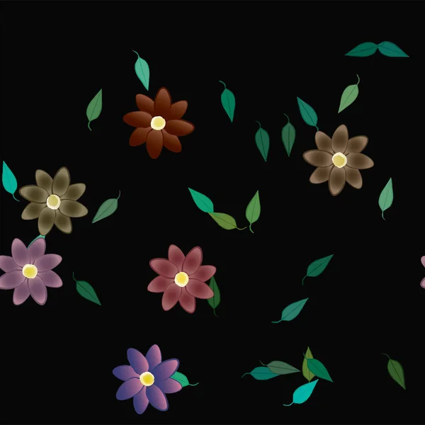 Hermoso Fondo Floral Sin Costuras Con Flores Hojas Ilustración Vectorial — Vector de stock