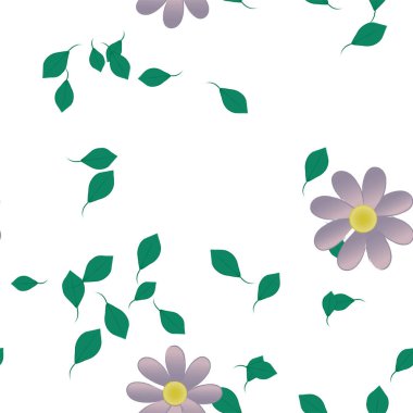 Yapraklı çiçeklerin vektör çizimi, pürüzsüz arkaplan