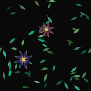 Yapraklı çiçeklerin vektör çizimi, pürüzsüz arkaplan