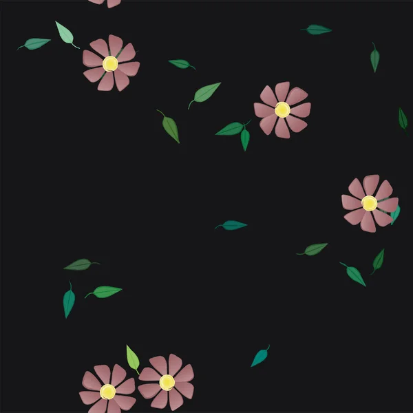Jednoduché Květiny Listy Volném Složení Vektorové Ilustrace — Stockový vektor