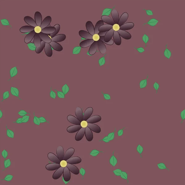 Vector Illustration Summer Flowers Leaves Botanical Background — Stock Vector