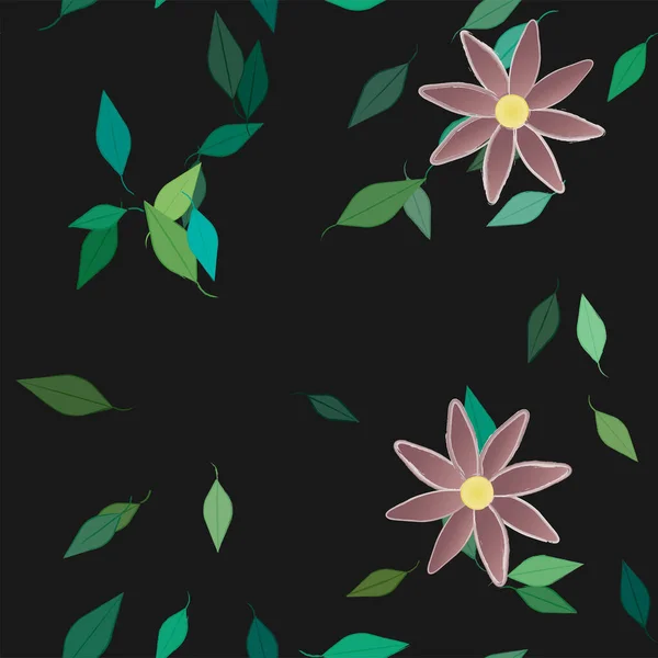 Векторная Иллюстрация Летних Цветов Листьями Ботанический Фон — стоковый вектор