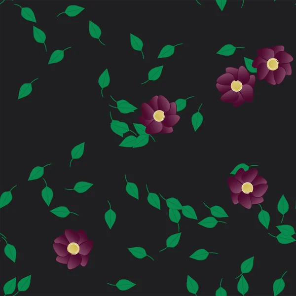 Beau Fond Floral Sans Couture Avec Des Fleurs Des Feuilles — Image vectorielle