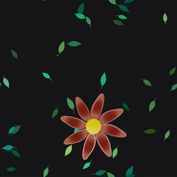 Vector Illustratie Van Zomerbloemen Met Bladeren Botanische Achtergrond — Stockvector