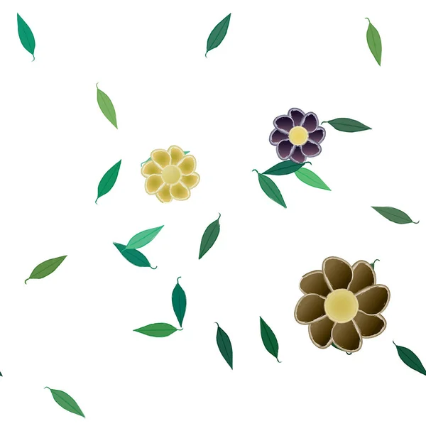 Όμορφη Floral Απρόσκοπτη Φόντο Λουλούδια Και Φύλλα Διανυσματική Απεικόνιση — Διανυσματικό Αρχείο