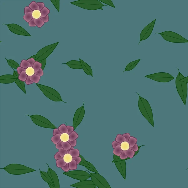 Fleurs Simples Avec Feuilles Composition Libre Illustration Vectorielle — Image vectorielle