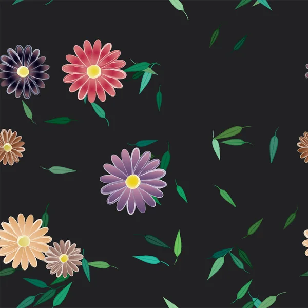 Schöne Florale Nahtlose Hintergrund Vektorillustration — Stockvektor