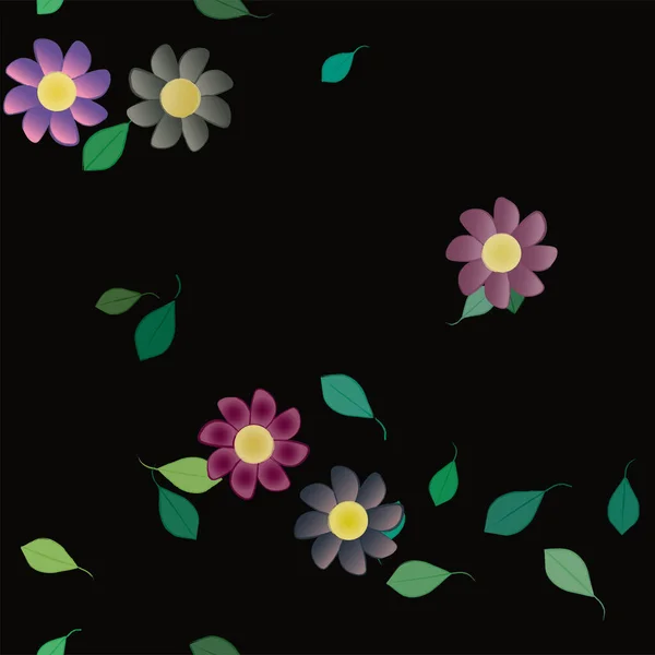 Fundo Sem Costura Floral Bonito Com Flores Folhas Ilustração Vetorial —  Vetores de Stock