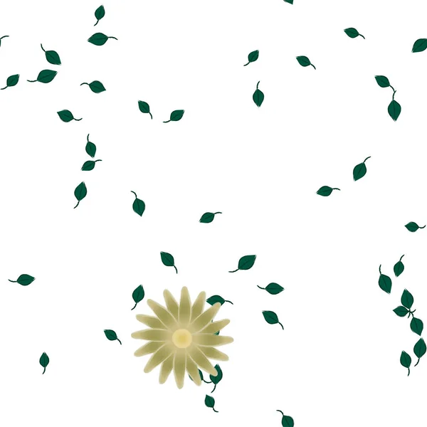 Einfache Blüten Mit Blättern Freier Zusammensetzung Vektorillustration — Stockvektor