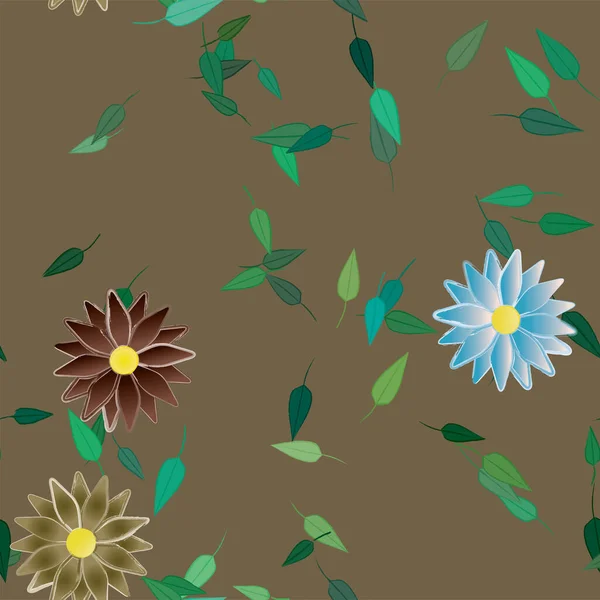 Απλά Λουλούδια Φύλλα Ελεύθερη Σύνθεση Διανυσματική Απεικόνιση — Διανυσματικό Αρχείο