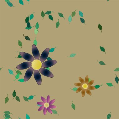 Yapraklı çiçek yapraklarının vektör çizimi, botanik arka plan