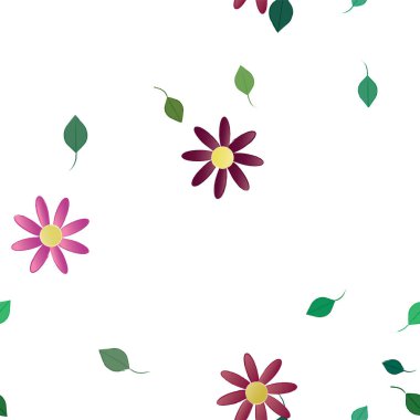 Yapraklı çiçeklerin vektör çizimi, pürüzsüz arkaplan