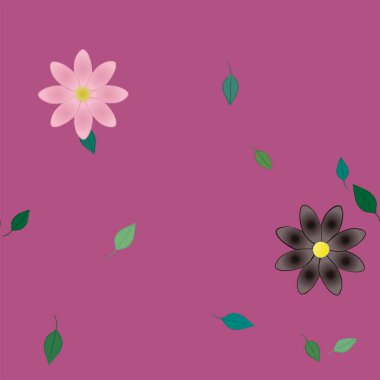 Yapraklı çiçeklerin vektör çizimi, pürüzsüz arkaplan